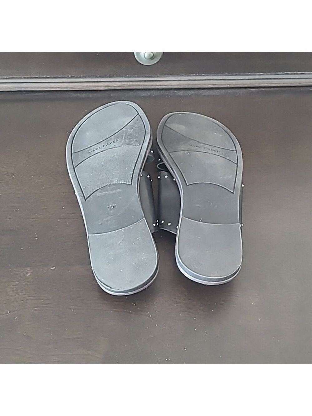 Marc Fisher Black Studded Flat Sandals Size 7.5 - Picture 6 of 7